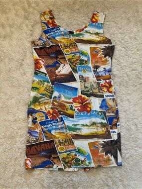 Jams World Retro Travels Print Dress - Size Small